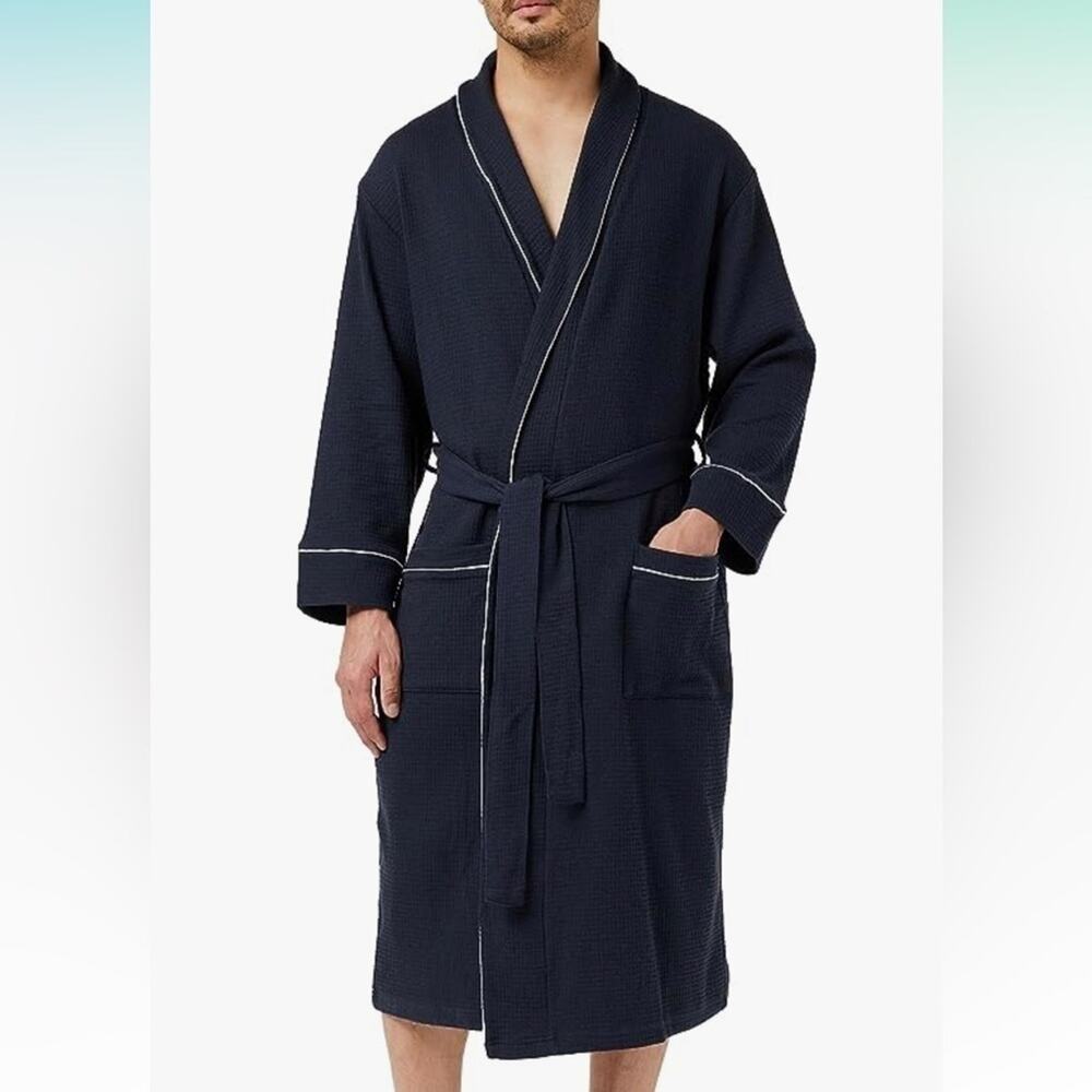 AMAZON Essentials Men’s Navy Blue Bath Robe Size M/L